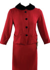 Vintage Early 1960s Ruby Red Wool Blend Suit- NEW!