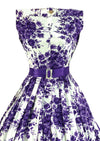 Late 1950s to Early 1960s Purple Bouquet Cotton Dress- NEW!