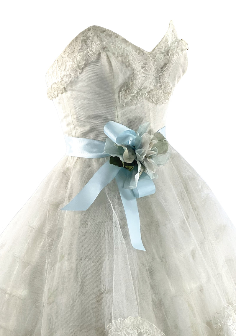 Late 1950s Ivory Tulle & Lace Party Dress  - New!