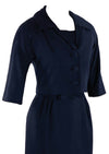 1950s Designer Navy Blue Silk Ensemble - New!