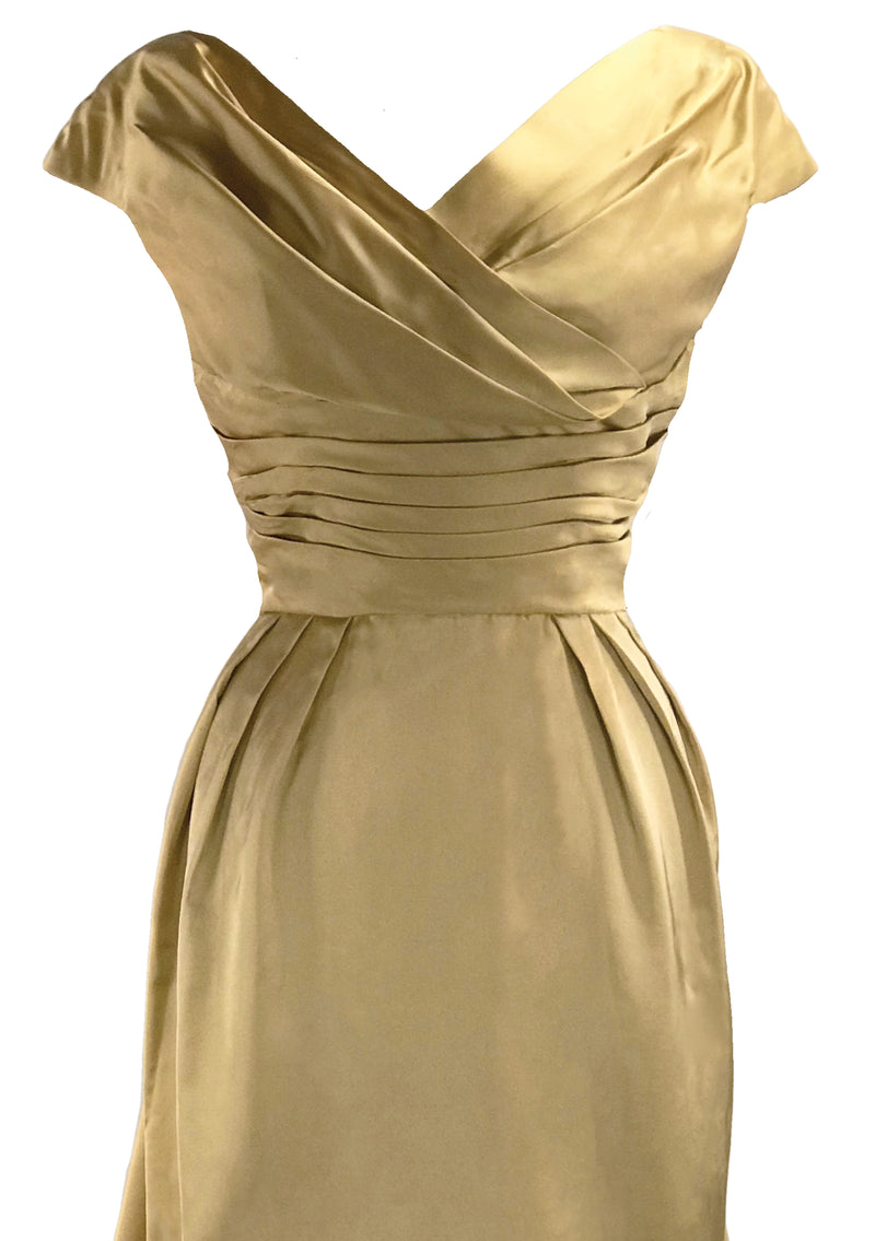 Stunning 1950s Liquid Gold Satin Party Dress- New!