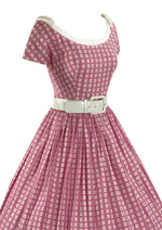 Late 1950s to Early 1960s Pink & White Cotton Dress - NEW!