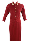 Vintage 1940s Cherry Red Knit Suit- New!