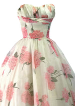 Vintage 1950s Pink Hydrangea Chiffon Party Dress - New!