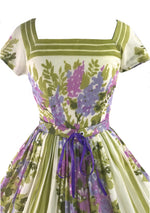 1950s Jerry Gilden Designer Lilac Border Floral Dress- New