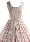 1950s Pink and White Candy Stripe Cotton Dress- New!