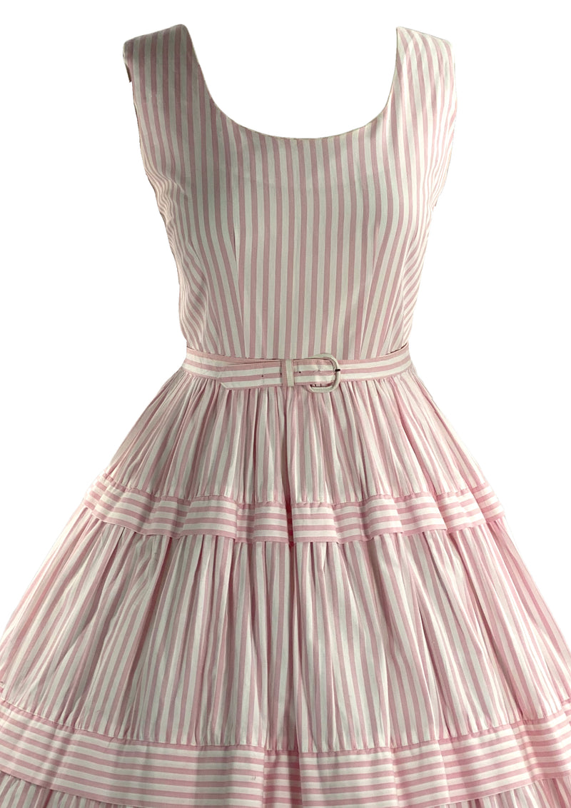1950s Pink and White Candy Stripe Cotton Dress- New!