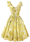 Vintage 1950s Gold and White Abstract Floral Dress - NEW!