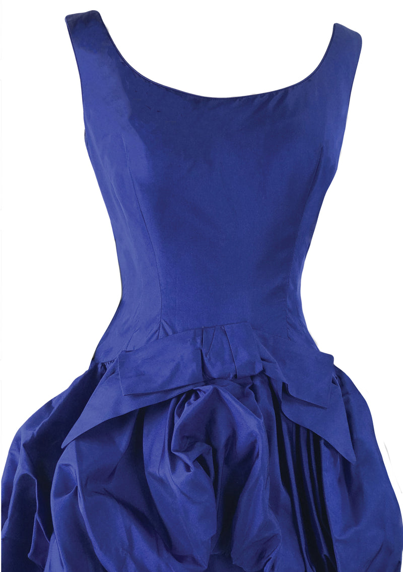 Vintage 1950s Royal Blue Silk Taffeta Cocktail Dress - New!