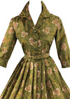 Late 1950s to Early 1960s Olive Green Paisley Dress- NEW!