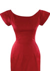 Vintage 1950s Red Silk Satin Wiggle Dress New!