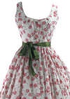 1950s Gilden Pink Rose Print Cotton Dress- New!