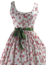 1950s Gilden Pink Rose Print Cotton Dress- New!