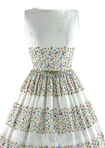 Lovely 1950s White Cotton Embroidered Dress- New!