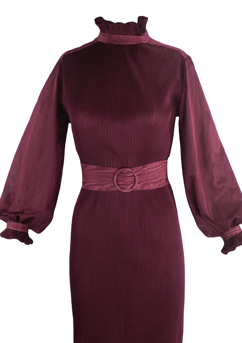 Gorgeous 1970s does 1930s Maroon Dress- New!