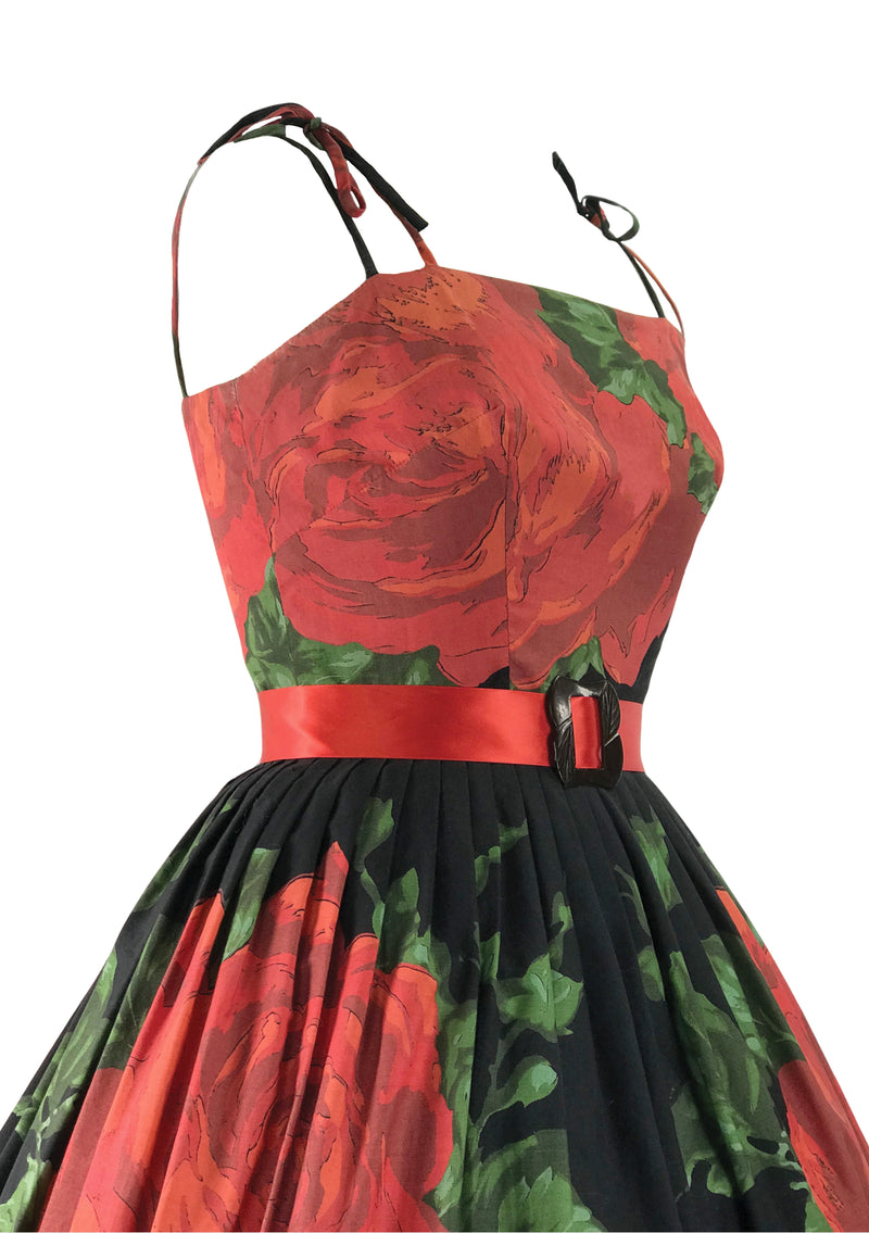Vintage 1950s Collectable Large Red Roses Dress- New!