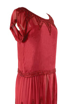 Vintage 1920s Red Beaded Chiffon Party Dress - New! (ON HOLD)