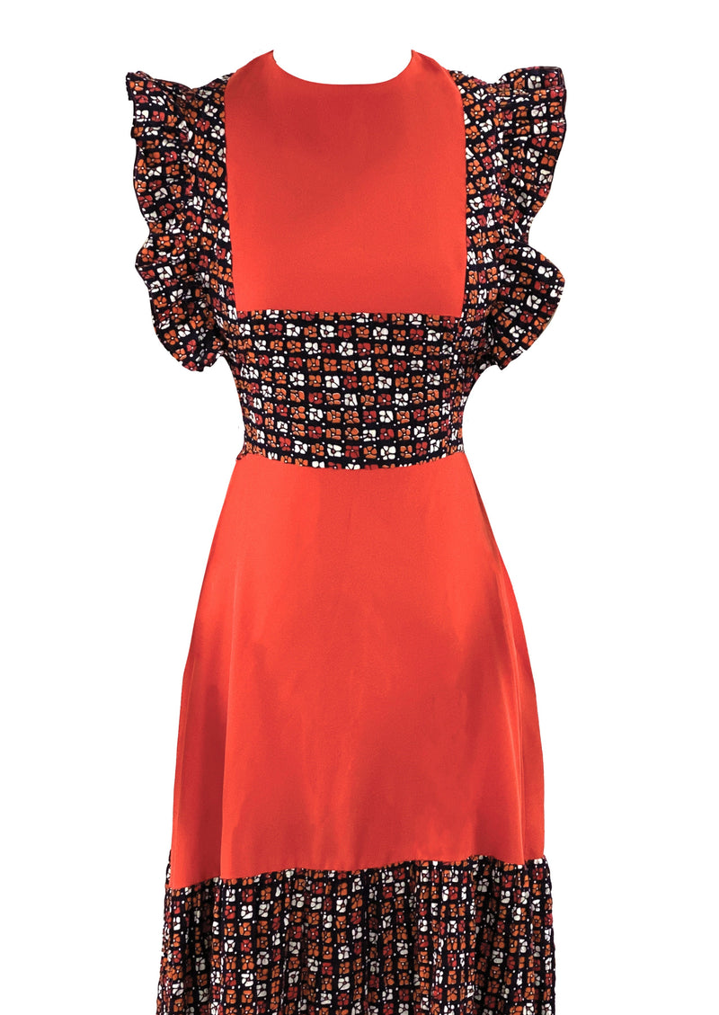 Vintage 1970s Paprika Orange Maxi Pinafore Dress - NEW! Coutura Vintage Vintage 1970s Paprika Orange Maxi Pinafore Dress - NEW! Coutura Vintage