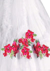 1950s Red Floral Jersey & Tulle Party Dress  - New!