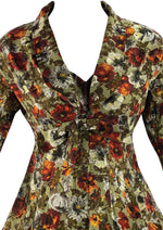 Late 1950s Autumn Toned Floral Dress Ensemble- New!