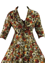 Late 1950s Autumn Toned Floral Dress Ensemble- New!