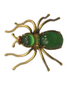 Vintage 1940s Green Art Glass & Brass Spider Brooch- New!