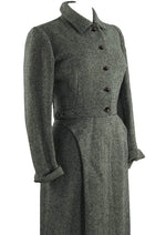 Designer 1950s Hattie Carnegie B&W Herringbone Wool Suit- New!