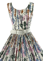 Pretty Late 1950s Novelty Lamp Post Print Dress - NEW!