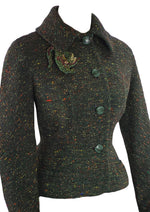 Vintage 1950s Olive Flecked Tweed Jacket - New!