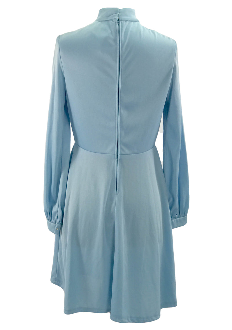 Vintage 1960s Mod Sky Blue Jersey Dress - New!