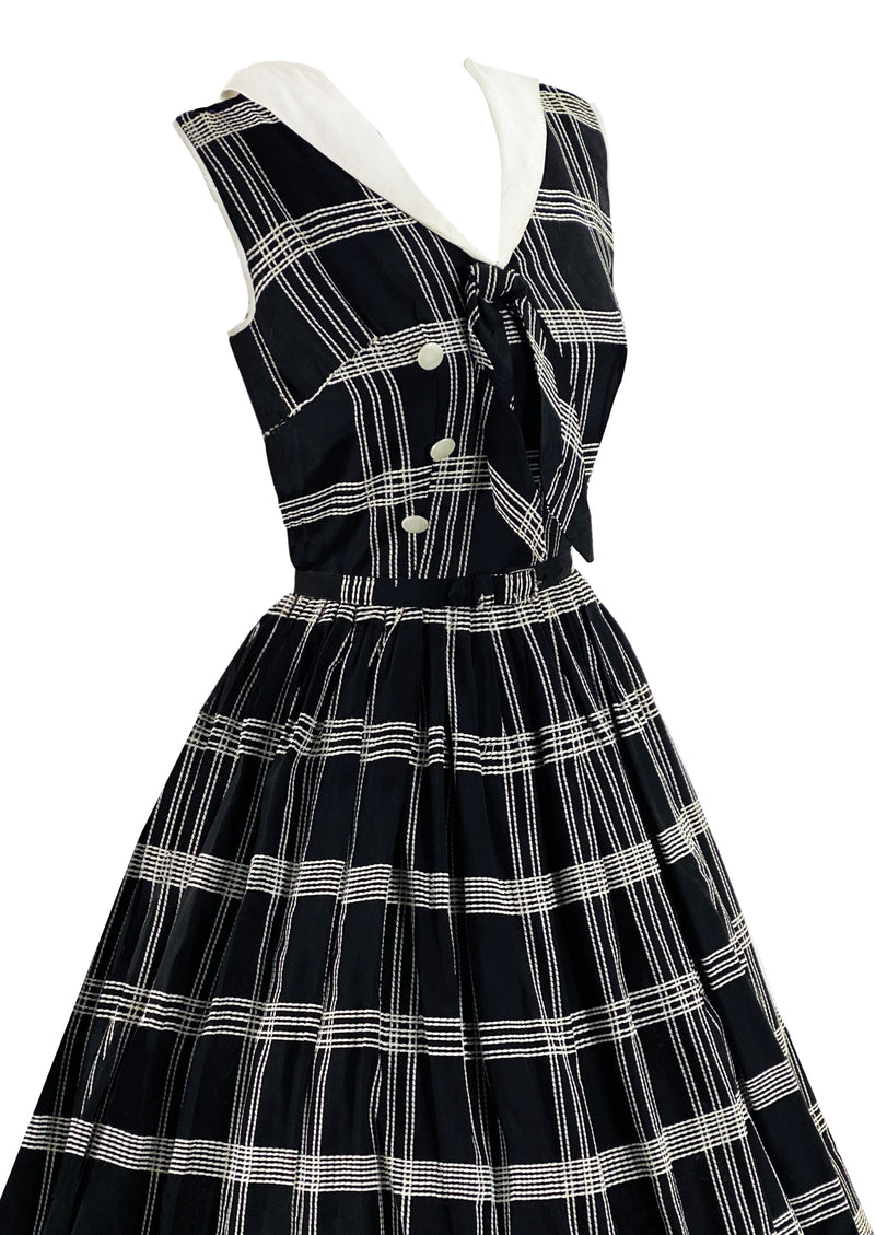 Late 1950s Early 1960s Black & White Plaid Dress- New!