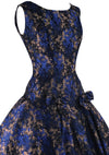 Late 1950s Early 1960s Royal Blue & Bronze Brocade Dress- New!
