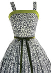 Vintage 1950s B&W Cotton Sundress Ensemble with Chartreuse- New!