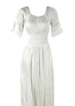 1970s Young Edwardian Look White Cotton Maxi Dress- New!