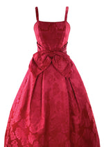 Late 1950s Early 1960s Cranberry Brocade Floral Gown- New!