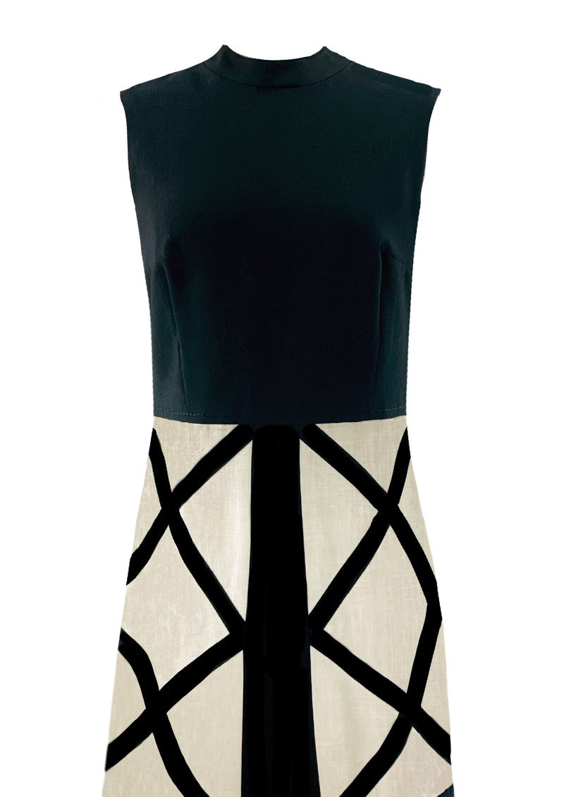 Vintage 1960s Designer Louis Feraud Linen Space Age Dress- New!