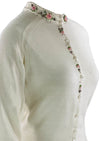 Vintage 1950s White Cropped Cardigan With Appliques- New!