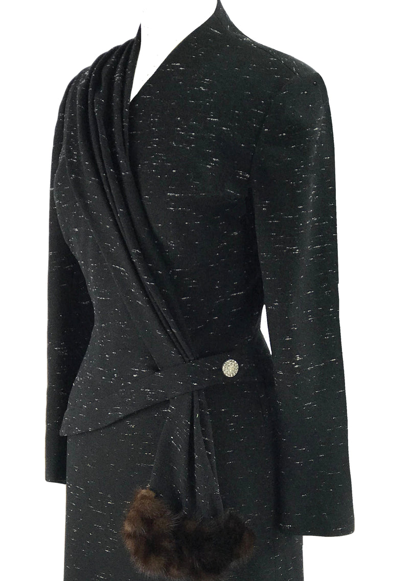 Vintage 1950s Designer Lilli Ann Black Fleck Suit- New!