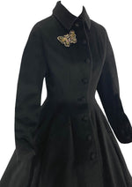 Sublime 1950s Lilli Ann Black Wool Princess Coat- New!