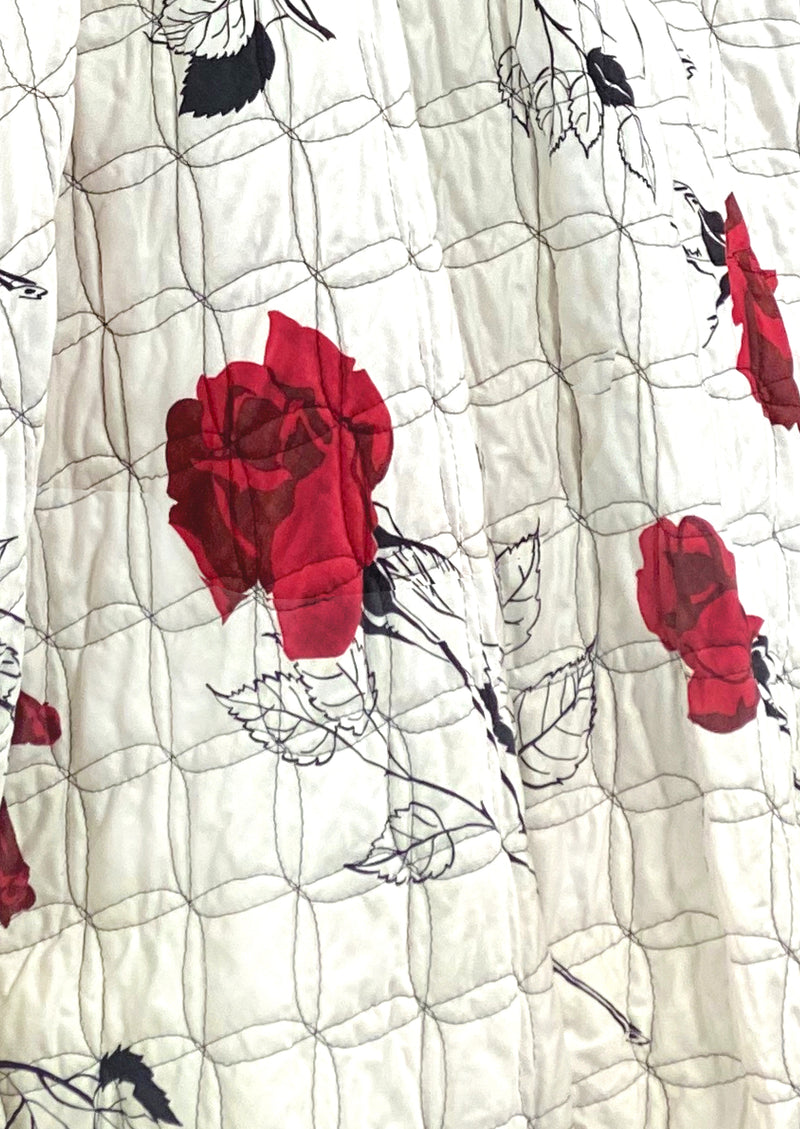 Vintage 1950s Red Rose Quilted Designer Skirt - NEW!