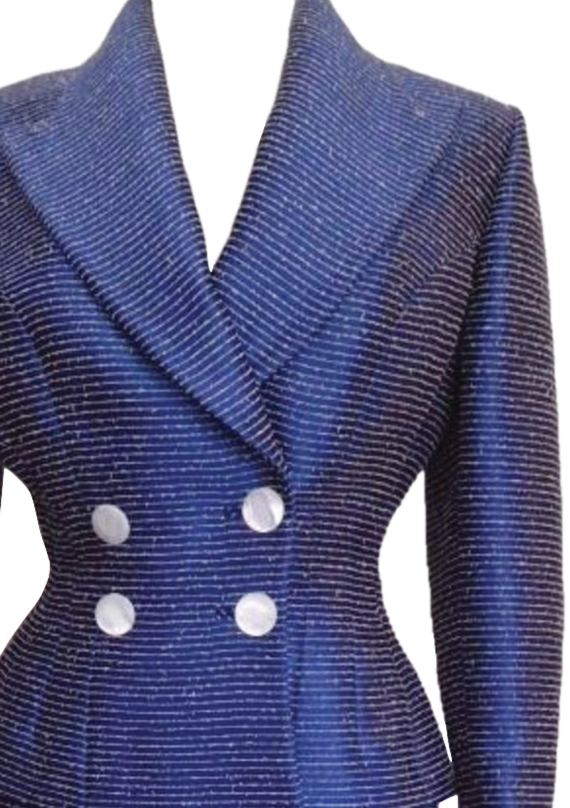 Wonderful Couture  1950s Blue & White Flecked Lilli Ann Suit- New!