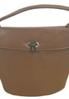 Classic 1950s Brown Faux Leather Bucket Handbag- New!