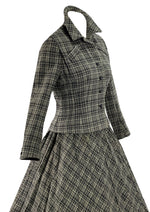 Vintage 1950s Charcoal Plaid Wool Suit- New!