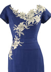 Vintage 1950s Designer Cobalt Blue Linen Dress- New!