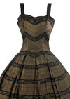 Vintage 1950s French Bronze and Black Cocktail Dress- NEW!