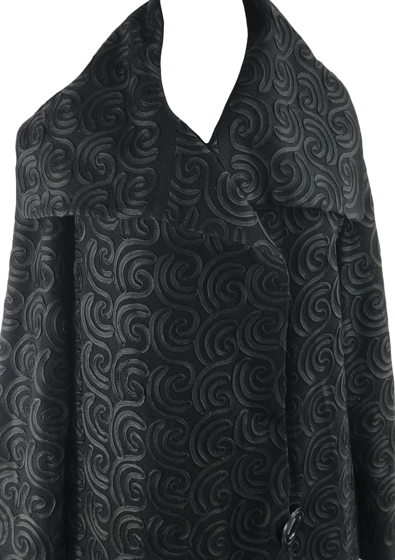 1920s Art Deco Black Wool Soutache Coat - New!