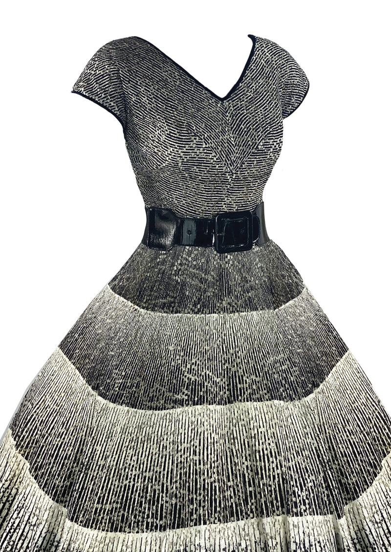 Late 1950s Black and White Cotton Lace Dress- NEW!