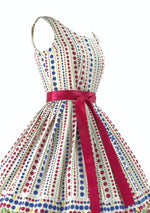 Vintage 1950s Cherries Cotton Border Print Dress - New!
