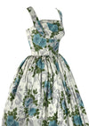 Fabulous 1950s Blue Roses Horrockses Designer Dress- New!