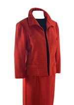 Early 1960s Designer Adele Simpson Red Plaid Suit- New!